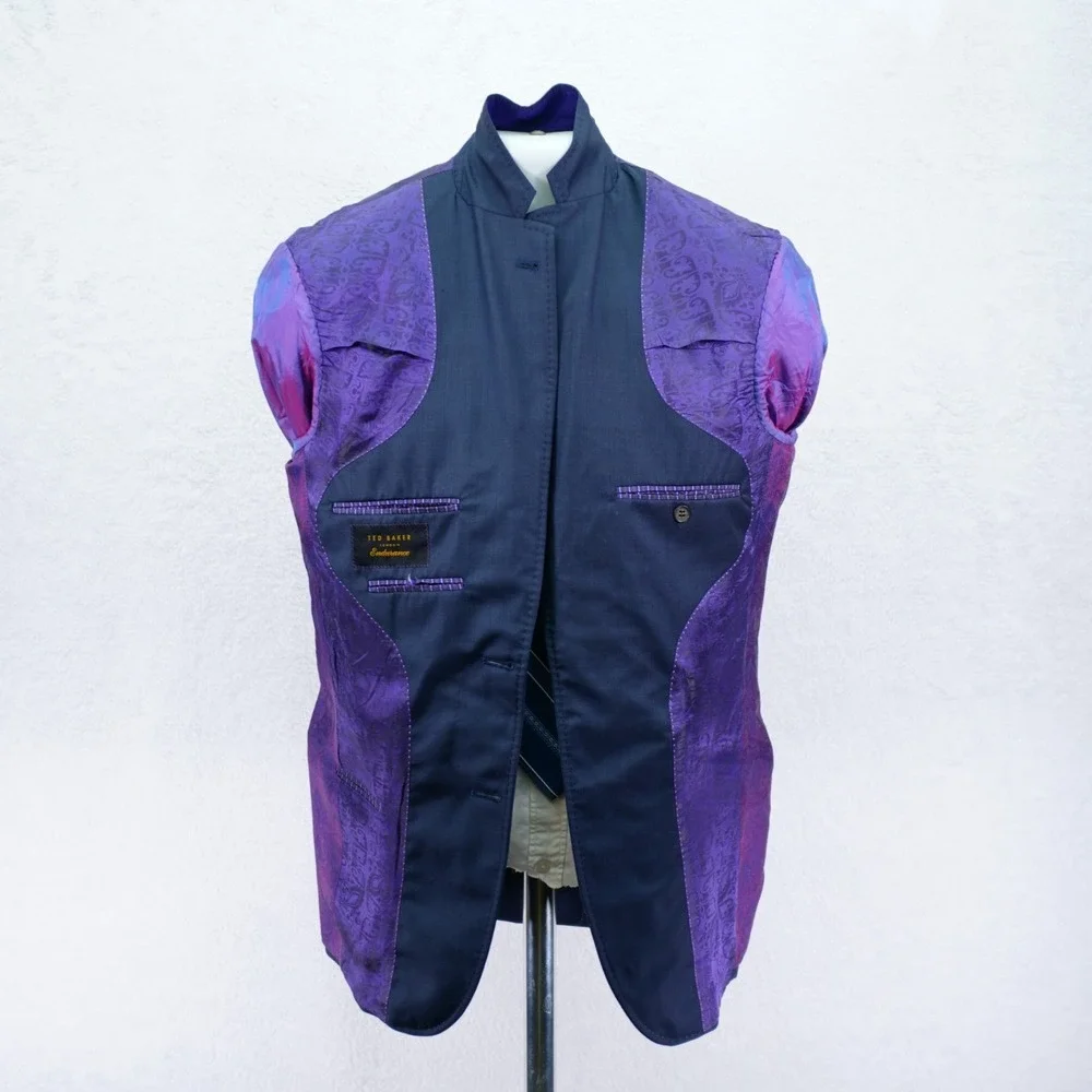 DAMAGED Ted Baker London Endurance Blue Wool‎ Jones Ct Blazer 36S Tagged 36R